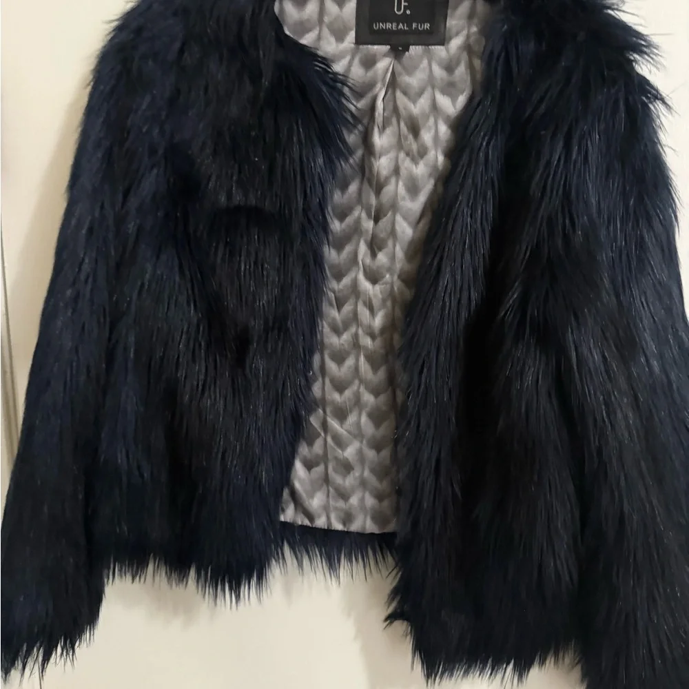 Unreal Fur black shag faux fur jacket - Picture 3 of 5